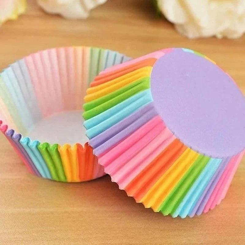 100Pcs Rainbow Cake Paper Cup