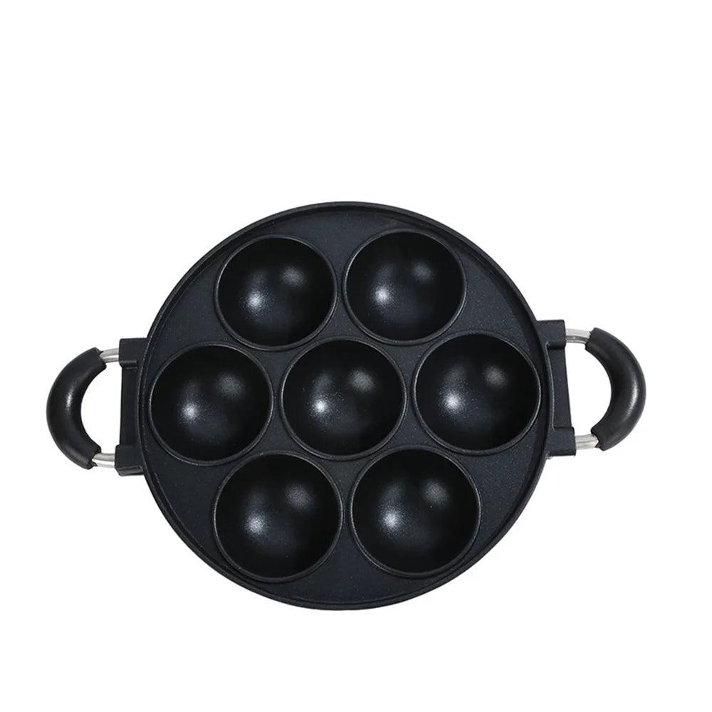 7-Hole Cake Cooking Pan Cast Iron Omelette Pan Non-stick Cooking Pot Breakfast Egg Cooking Pie