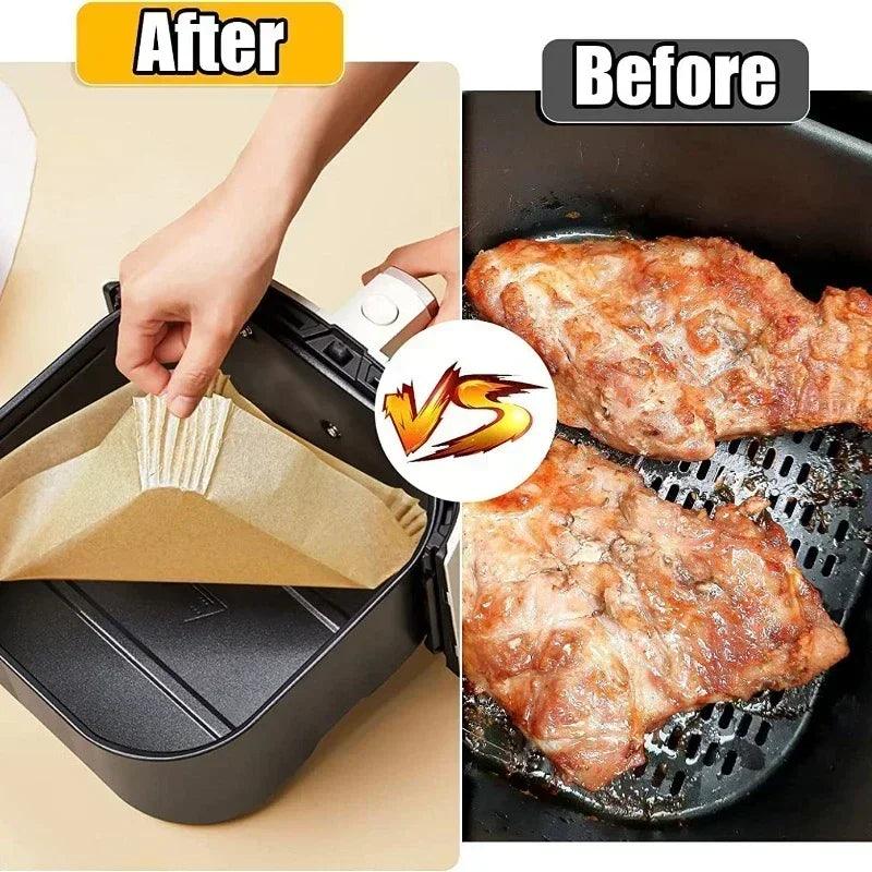 Air Fryer 50/100PCS Bakeware Disposable Paper Tray Non-Stick Mat Oil-proof Liner Non-Stick Mat