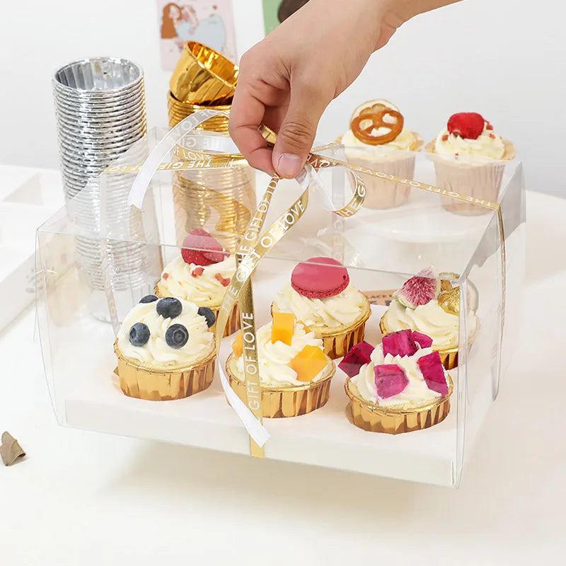 2/4/6 Pills Cupcake Packing Box Transparent Packaging Box For Birthday Wedding Home Party Dessert