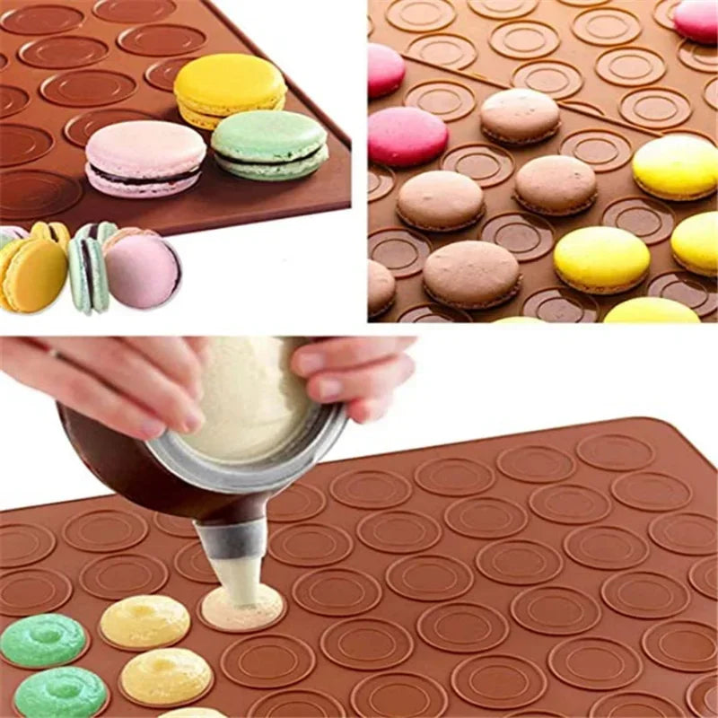 New Non-Stick Silicone Holes Macaron Macaroon Pastry Oven Baking Mould Sheet Mat Diy