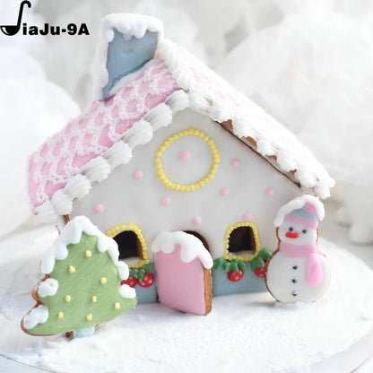 3D Christmas Gingerbread House Mould Plastic Cookie Cutter Set DIY Biscuit Mold Pastry Cake