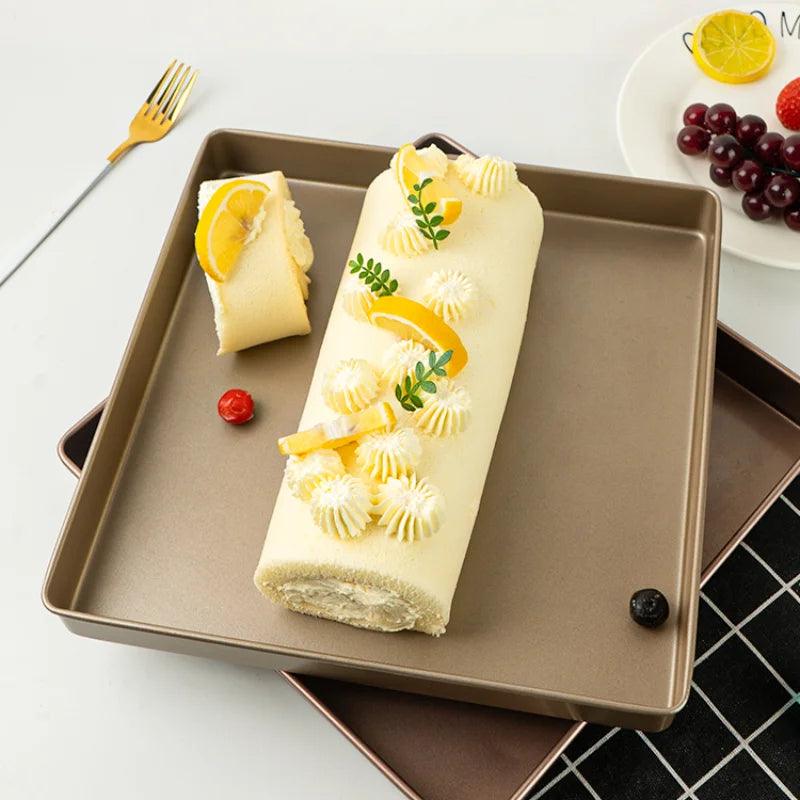 Zackoo 28x28cm Cake Roll Mold Non-stick Carbon Steel Baking Tray Mould Oven Home Pastry Molds