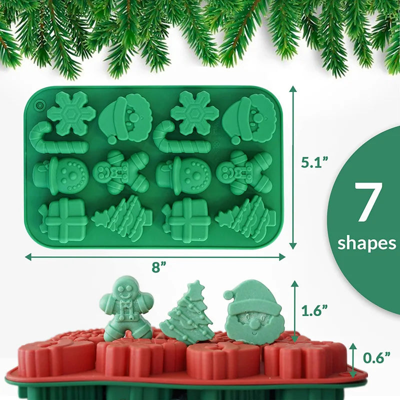 Christmas Silicone Chocolate Molds Candy Baking Moulds Handmade Snowflake Snowman Xmas