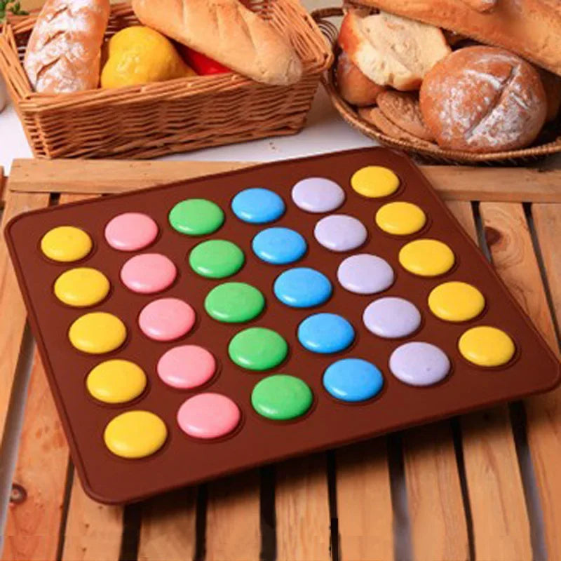 30 Holes Non-Stick Silicone Macaron Macaroon Pastry Oven Baking Mould Sheet Mat Diy Mold Useful Tools DIY