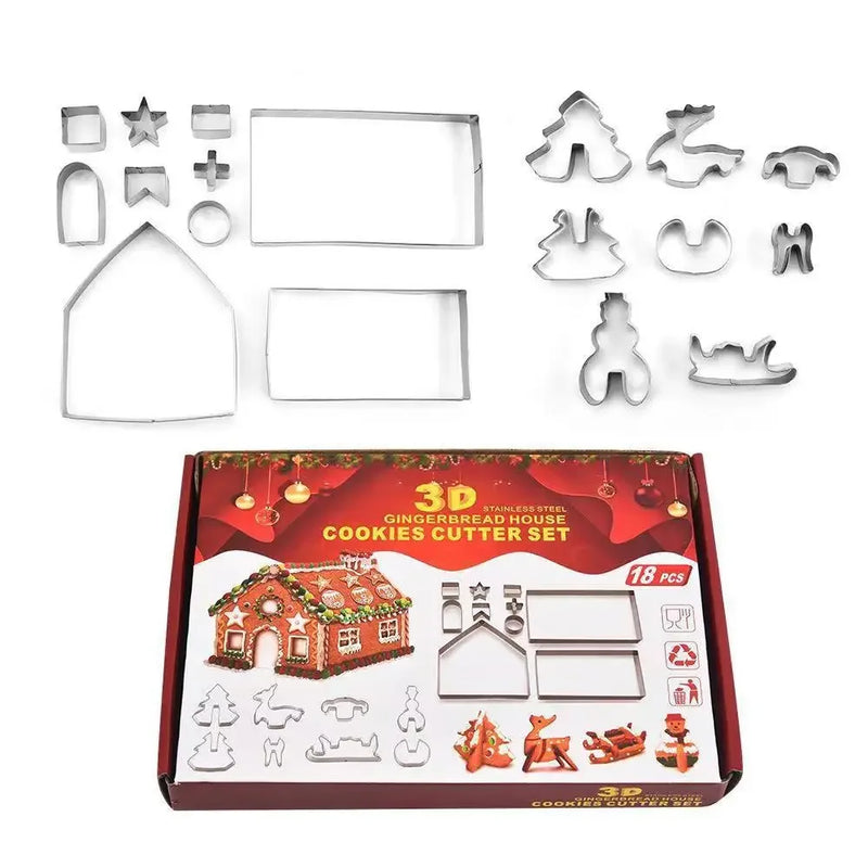 8/10/18/pcs Christmas Gingerbread House Cookie Cutter Set Stainless Steel Baking Mold Xmas