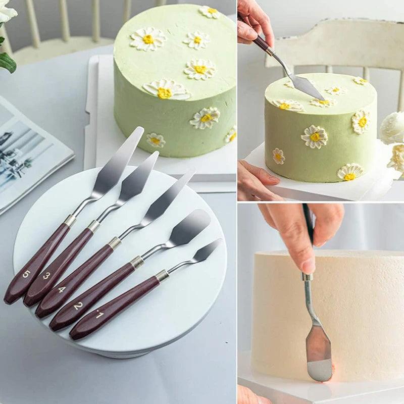 5Pcs Cake Cream Spatula Set Stainless Steel Painting Knive Kit Cake Decoration Tool