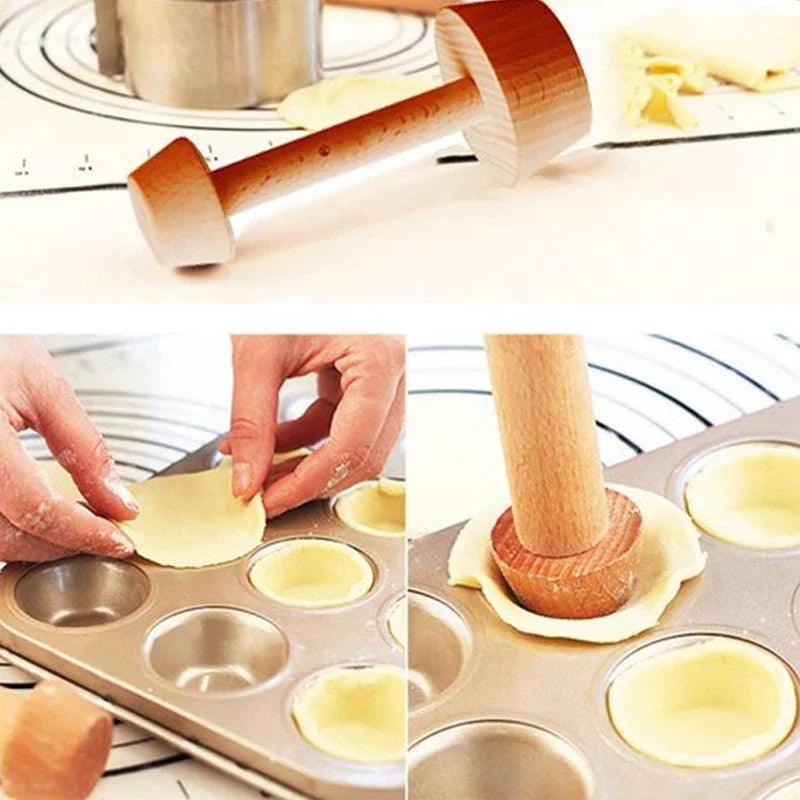 Portable Wooden Egg Tart  Double Sides Pastry Egg Tart  Pusher Eggtart Mold Baking Accessories