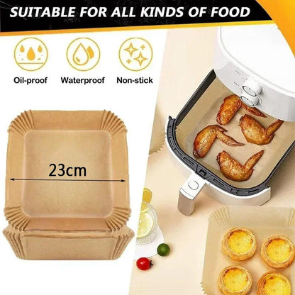 Air Fryer 50/100PCS Bakeware Disposable Paper Tray Non-Stick Mat Oil-proof Liner Non-Stick Mat