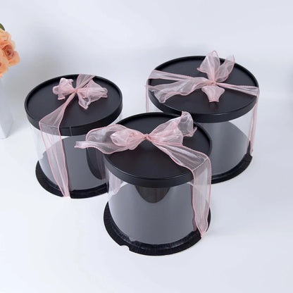 Transparent Round Cake Box Gift Packaging Box DIY Rose Flower Gifts Box for Baby Shower