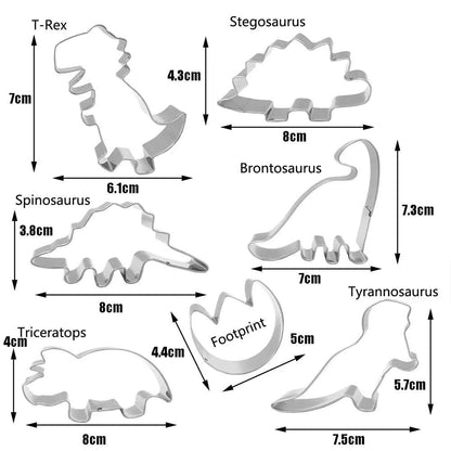 7pcs/set Stainless Dino Dinosaur Cookie Cutter Molds Food Drawings Baking Molds for Children