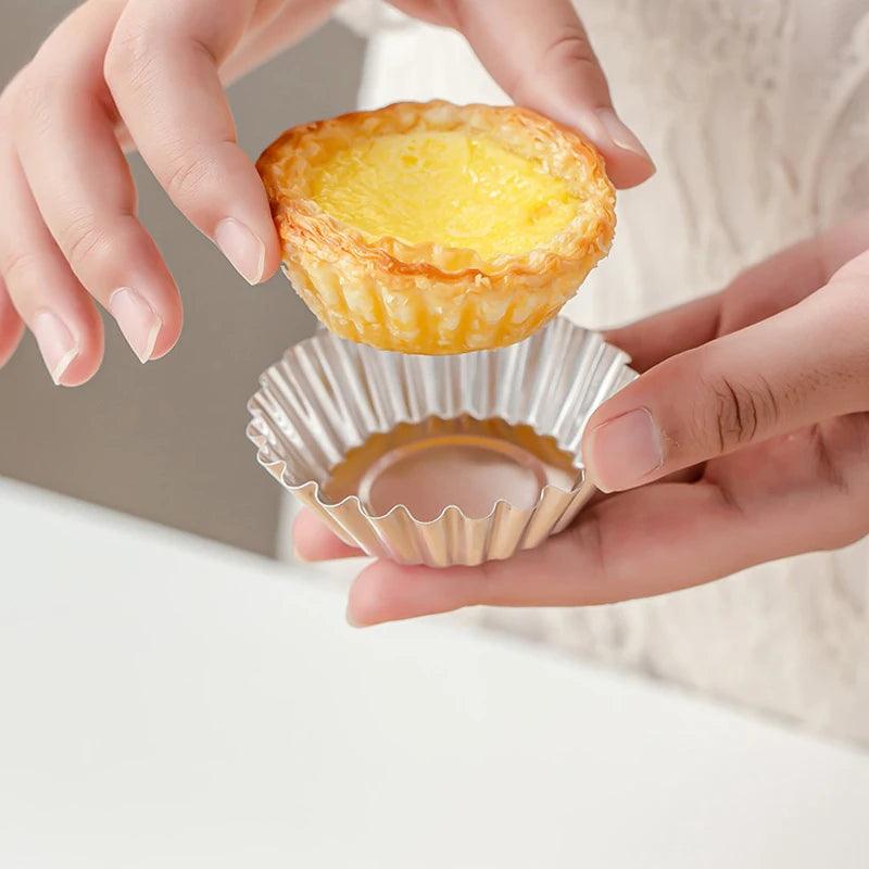 SHENHONG Reusable Aluminium Egg Tart Molds Mini Cake Baking Cups Tins Non-stick