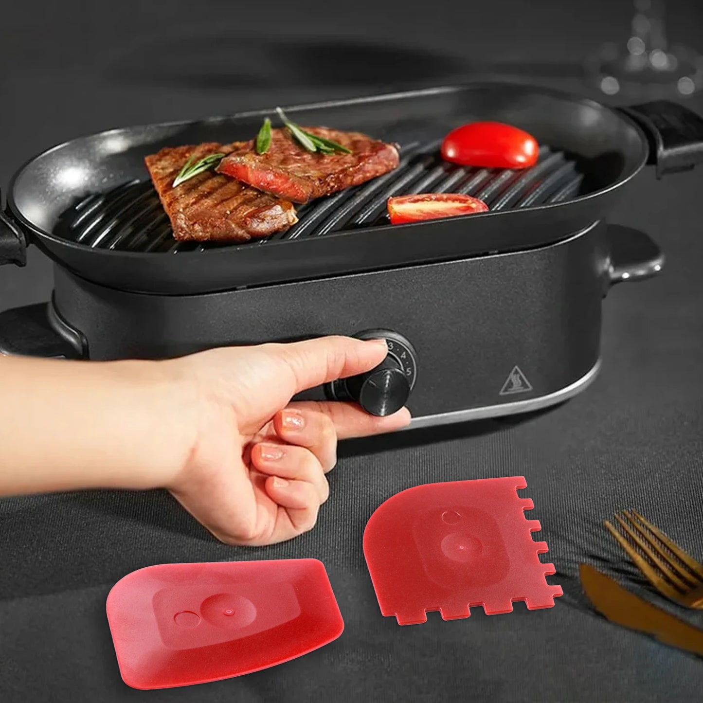 2pcs Grill Pan Scrapers For Frying Pan and Cookware Cleaning