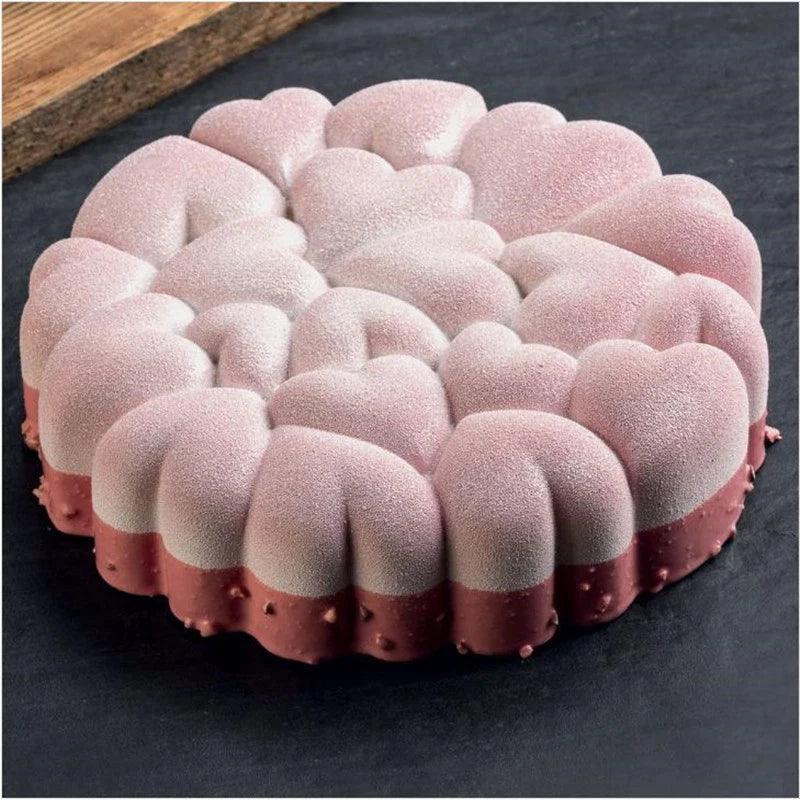 Valentine's Day Heart Shaped Stitching Texture Mousse Mould Food Grade Silicone Cake Molds