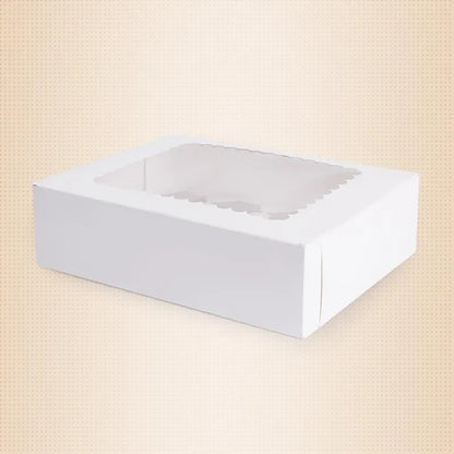 10pcs 12 Cavity White Clear Windowed Cupcake Boxes Muffin Cake Chocolate Packaging Box