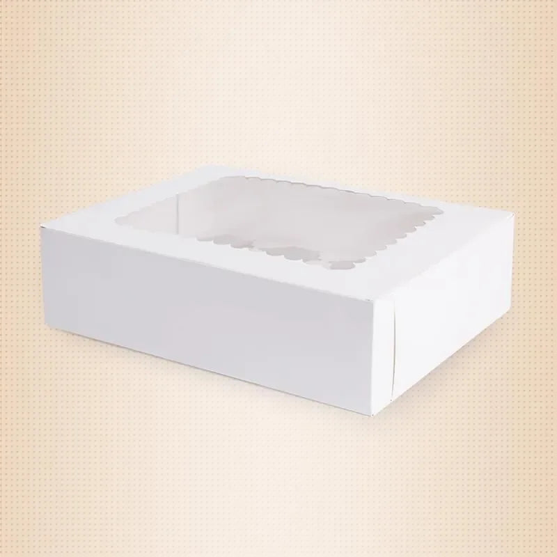 10pcs 12 Cavity White Clear Windowed Cupcake Boxes Muffin Cake Chocolate Packaging Box