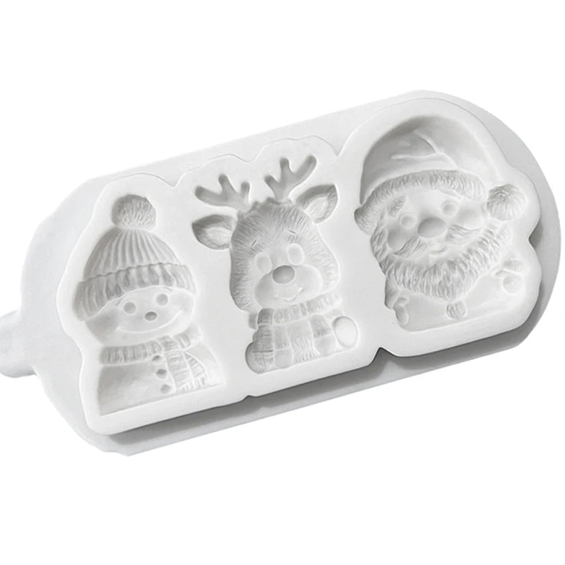 Christmas Reindeer Santa Claus Snowman Silicone Sugarcraft Chocolate Cupcake Baking Mold Fondant