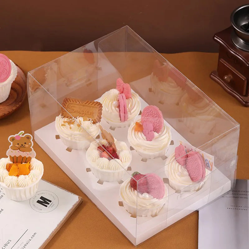 2/4/6 Pills Cupcake Packing Box Transparent Packaging Box For Birthday Wedding Home Party Dessert