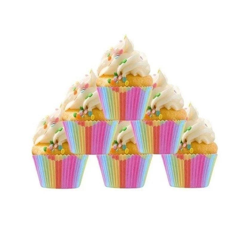 100Pcs Rainbow Cake Paper Cup