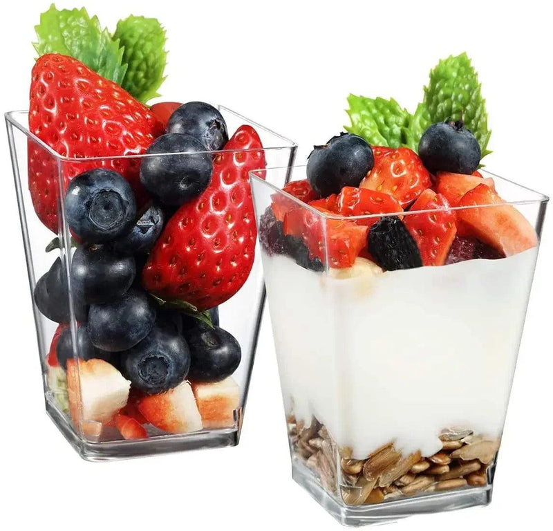 50Pcs Disposable Plastic Mousse Cup Ladder Shaped Cup Pudding Cup Dessert Cake Cup Appetizer