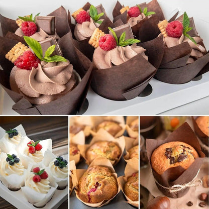 50pcs Tulip Muffin Cupcake Paper Cups Oilproof Cupcakes Liner Baking Muffin Box Cup Cake Wrap Cases