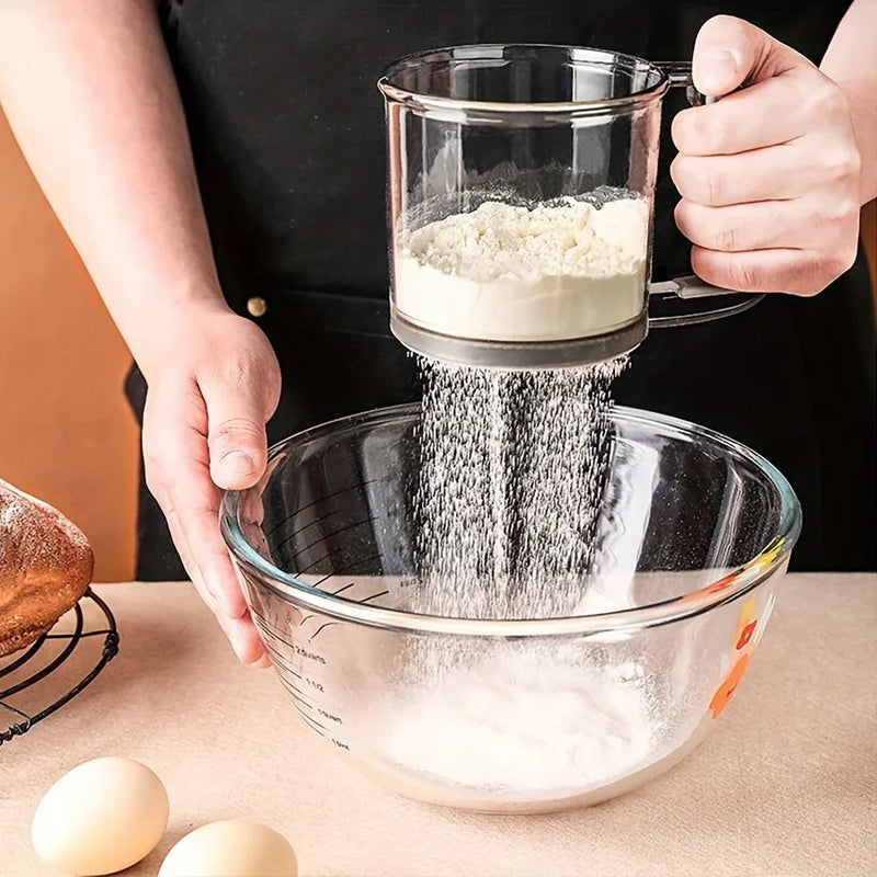 Semi-Automatic Flour Sifter with Hand Press Design Transparent Flour Sieve Non-stick Baking Tools