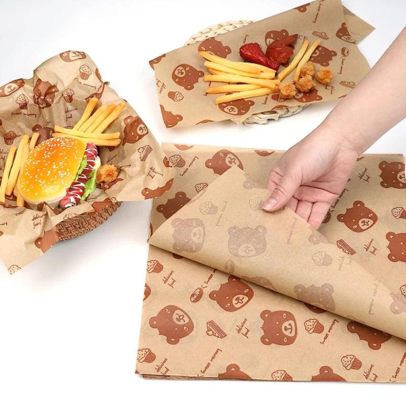 50PC Sandwich Packaging Paper Food Grade Without Bisphenol A 40g American Oil Resistant Paper