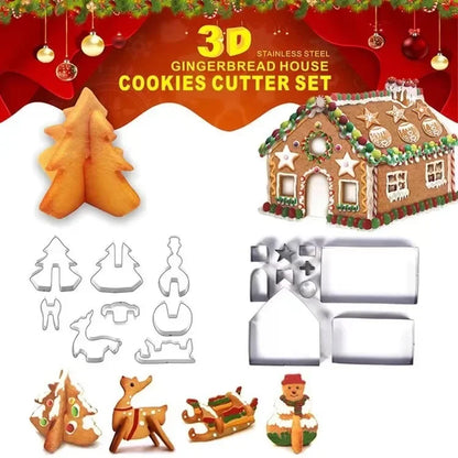 8/10/18/pcs Christmas Gingerbread House Cookie Cutter Set Stainless Steel Baking Mold Xmas