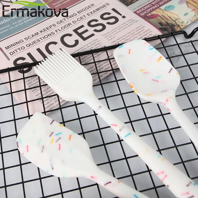 ERMAKOVA Food Grade Silicone Non-Stick Butter Cooking Spatula Set Cookie Pastry Scraper