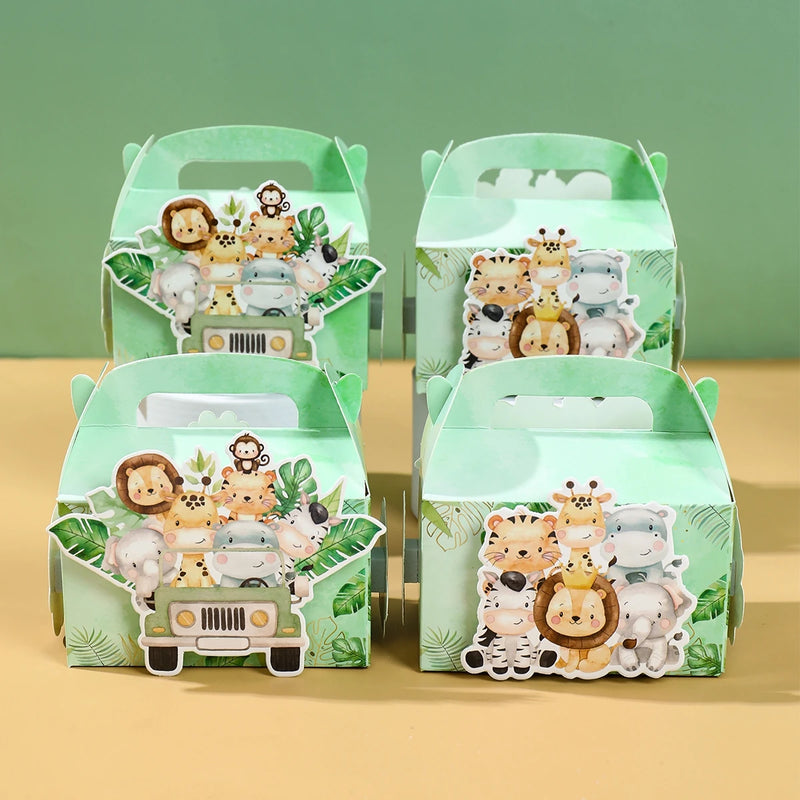 Jungle Animal Candy Box Gifts Packing Box Safari Birthday Party Decor Kids Baby Shower Jungle