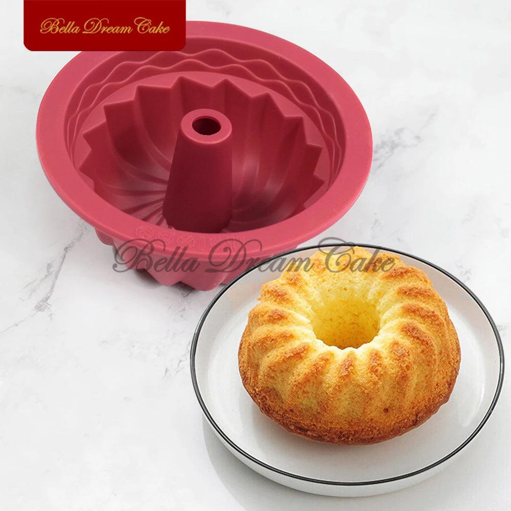 4" Round Savarin Cake Embryo Silicone Mould DIY Kugelhopf Loaf Baking Pan