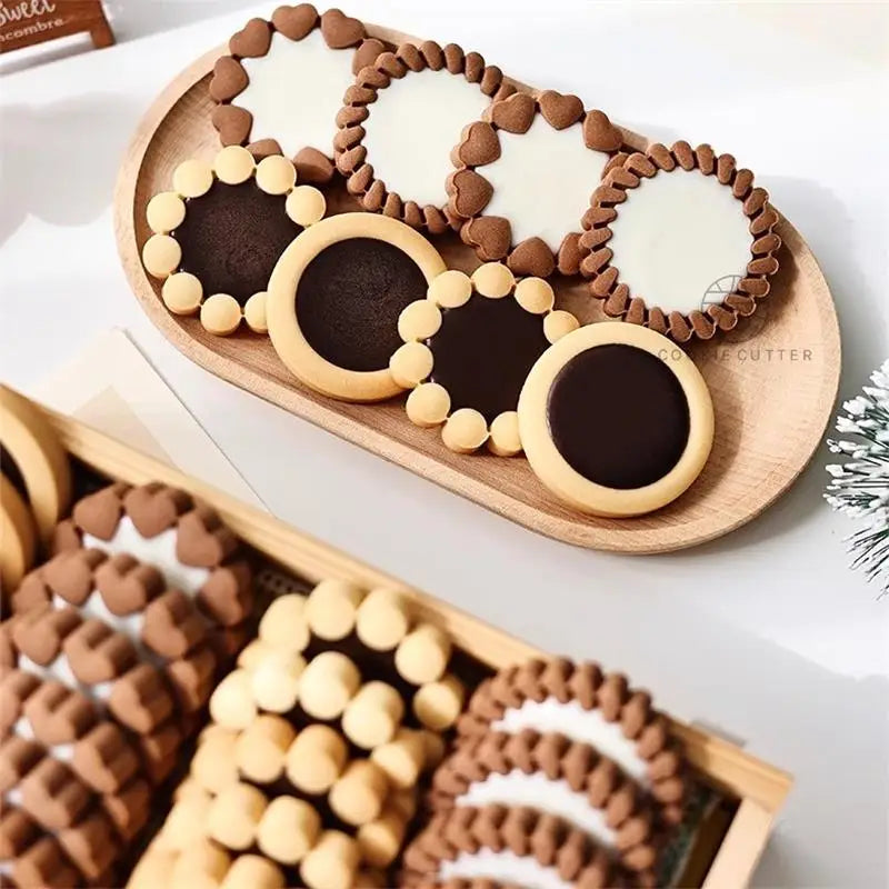 Chocolate Sandwich Cookies Flowers Cookie Cutter 3D Biscuit Mould Pressable Fondant Cake
