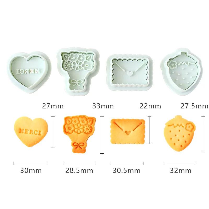 New Jam Sandwich Flowers Cookie Cutter 3D Christmas Biscuit Mould Pressable Fondant Stamp Cake