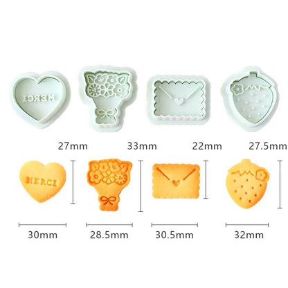 New Jam Sandwich Flowers Cookie Cutter 3D Christmas Biscuit Mould Pressable Fondant Stamp Cake