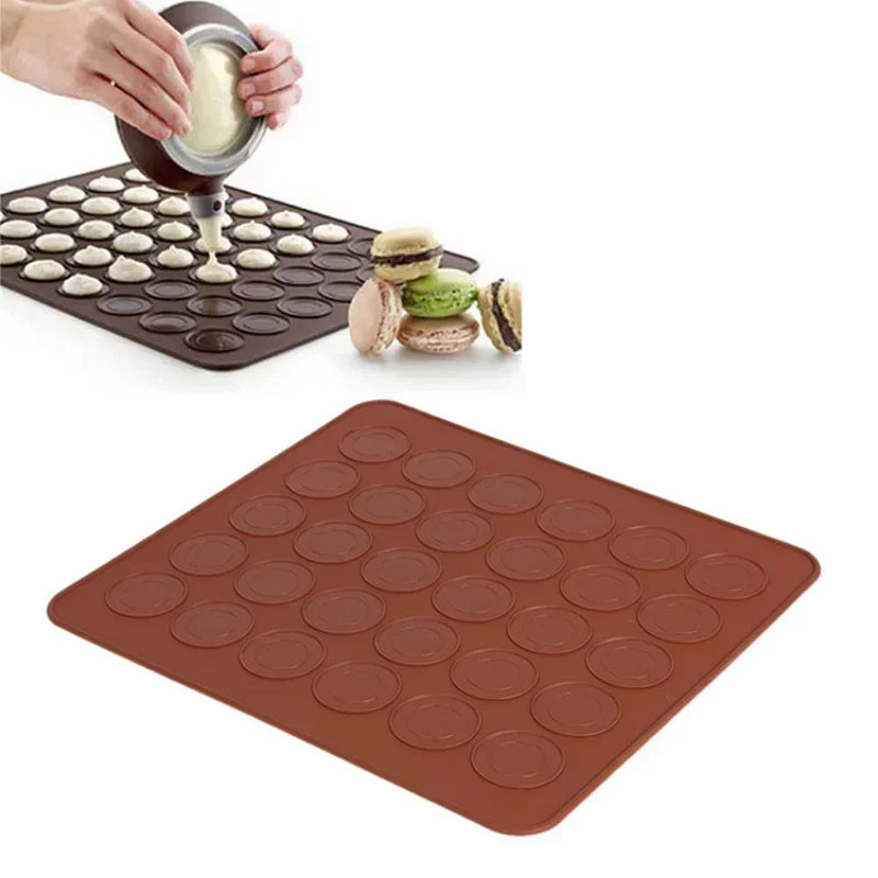 New Non-Stick Silicone Holes Macaron Macaroon Pastry Oven Baking Mould Sheet Mat Diy