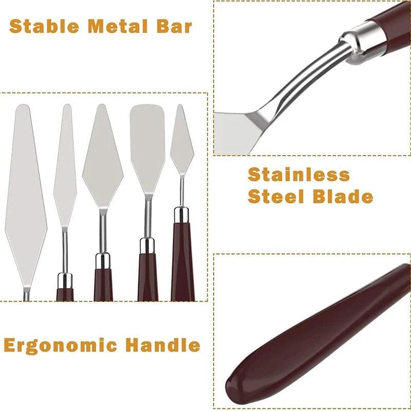 5Pcs Cake Cream Spatula Set Stainless Steel Painting Knive Kit Cake Decoration Tool