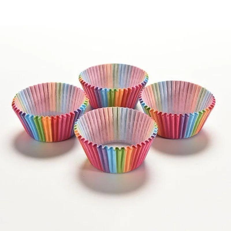 100Pcs Rainbow Cake Paper Cup