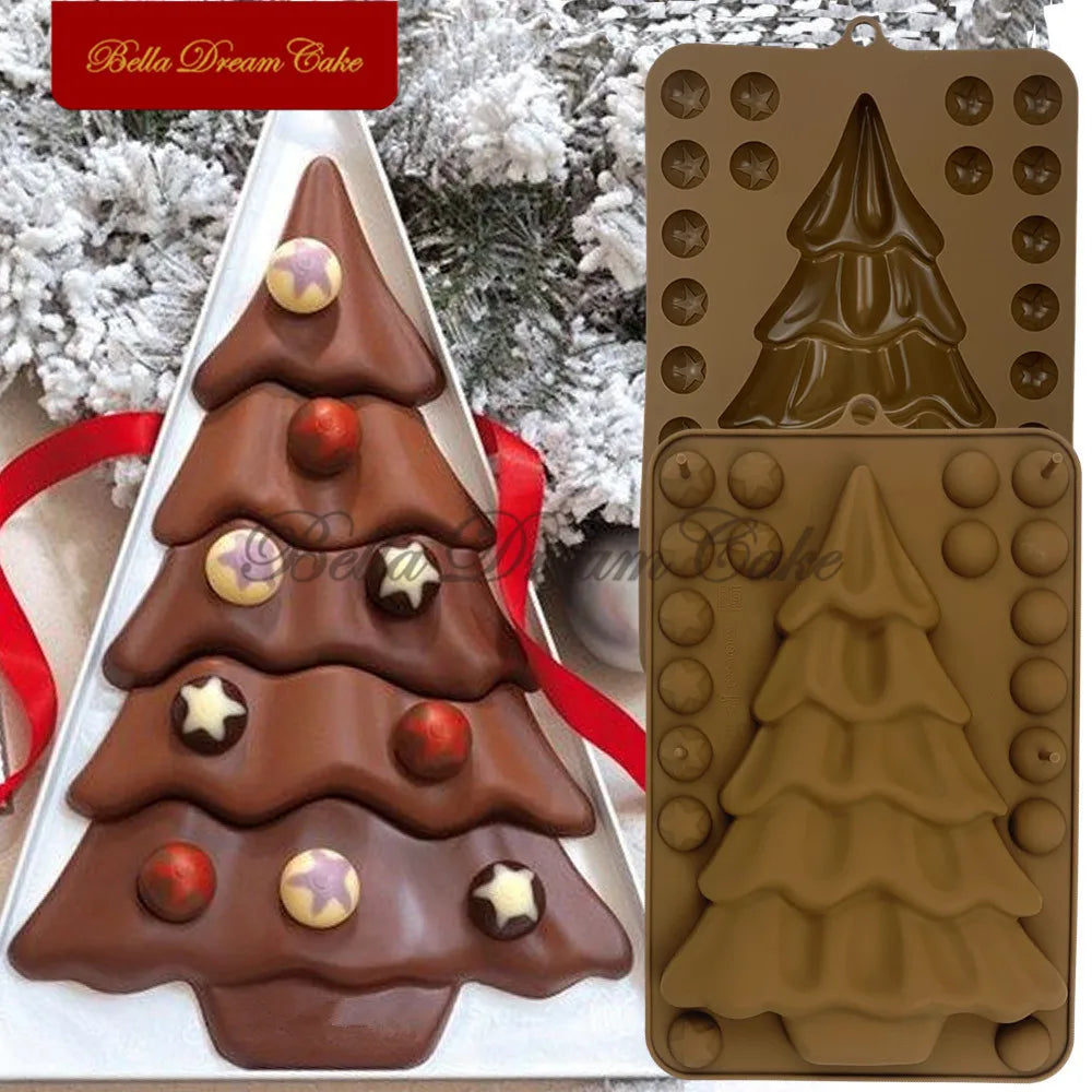 3D Bubble Star Christmas Tree Design Chocolate Silicone Mold DIY Fondant Mould Cake Decorating Tools