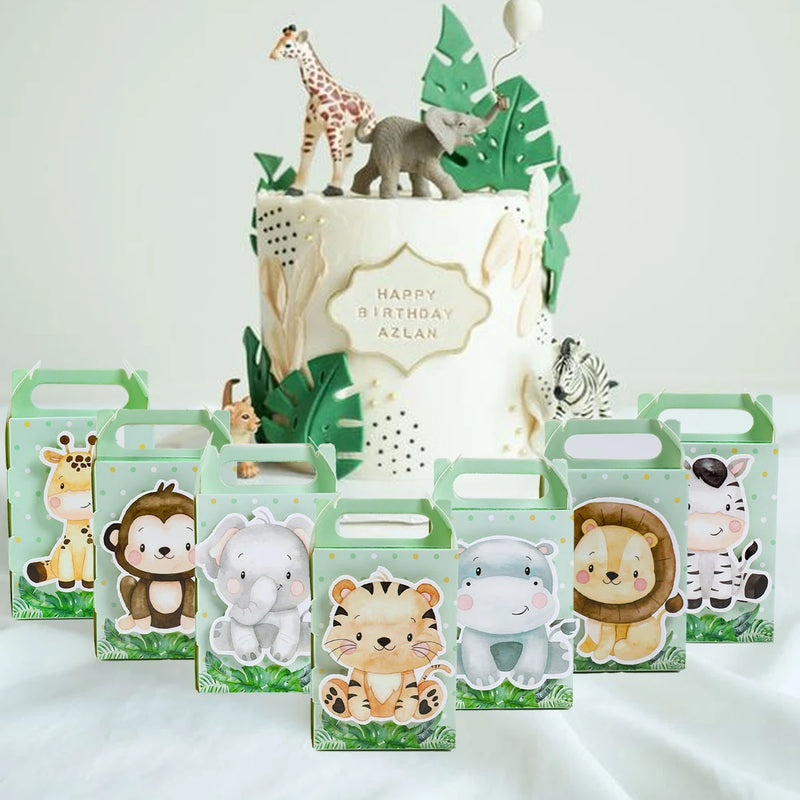 Jungle Animal Candy Box Gifts Packing Box Safari Birthday Party Decor Kids Baby Shower Jungle