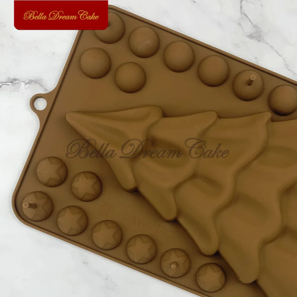 3D Bubble Star Christmas Tree Design Chocolate Silicone Mold DIY Fondant Mould Cake Decorating Tools