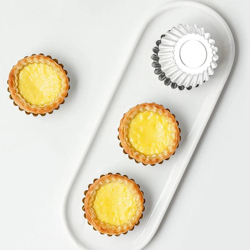 SHENHONG Reusable Aluminium Egg Tart Molds Mini Cake Baking Cups Tins Non-stick