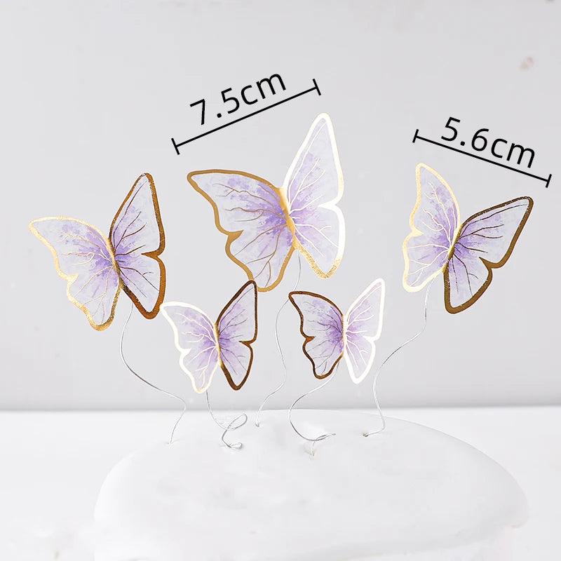 Happy Birthday Decorative Butterflies for Party Cake Decoration Princess Girl Wedding Cake Toppers