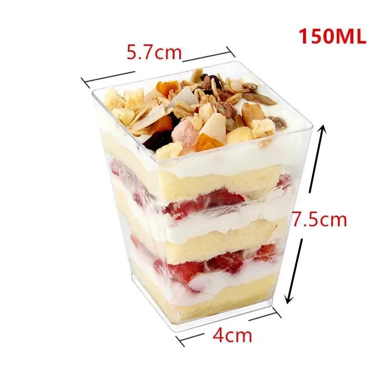 50Pcs Disposable Plastic Mousse Cup Ladder Shaped Cup Pudding Cup Dessert Cake Cup Appetizer