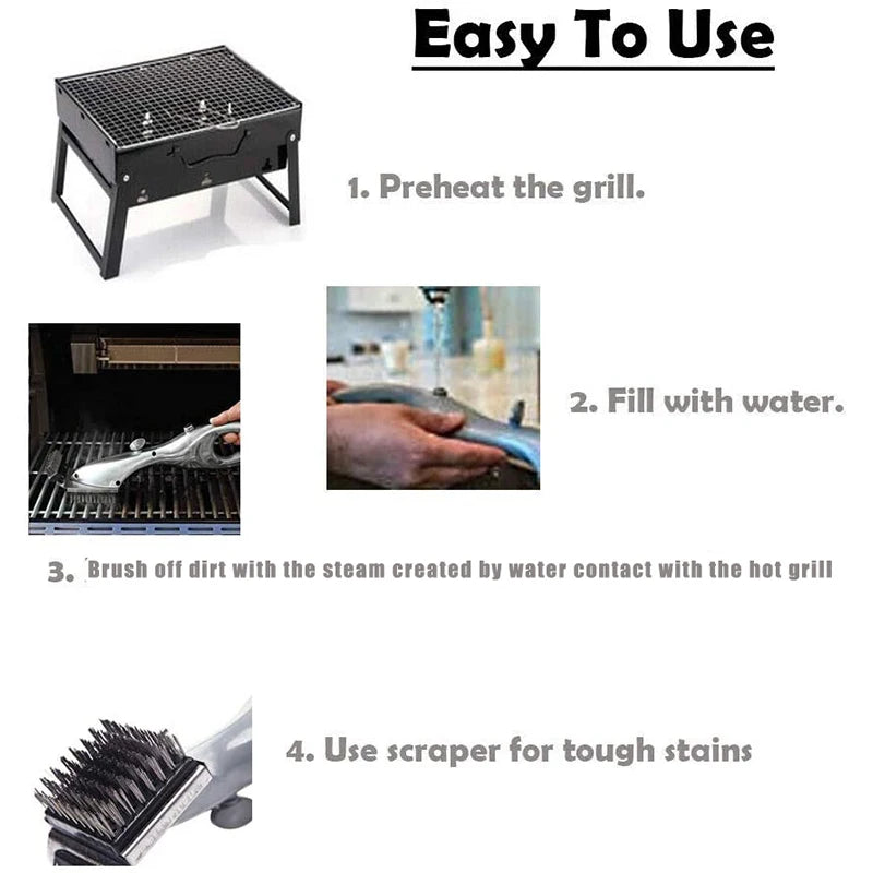 Barbecue Grill Outdoor Steam Cleaning Brushes Suitable For Charcoal Scraper Accessories