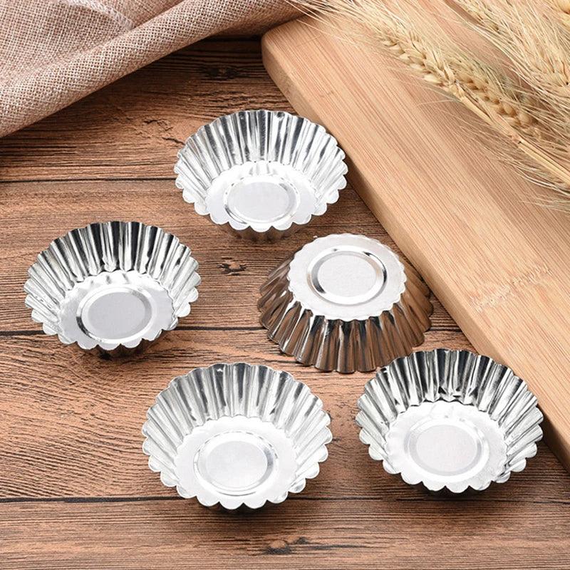 SHENHONG Reusable Aluminium Egg Tart Molds Mini Cake Baking Cups Tins Non-stick