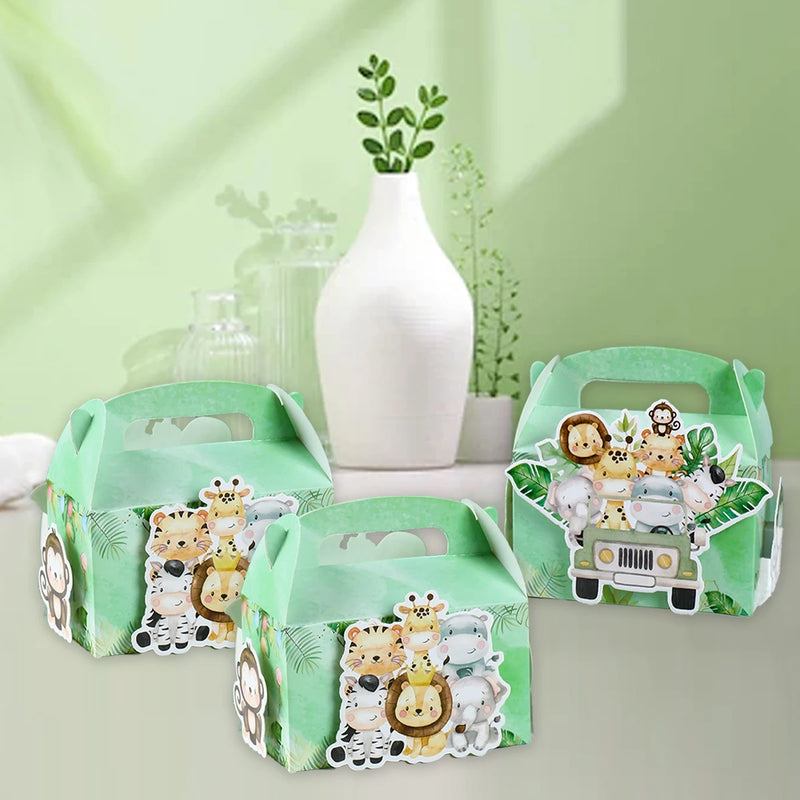 Jungle Animal Candy Box Gifts Packing Box Safari Birthday Party Decor Kids Baby Shower Jungle