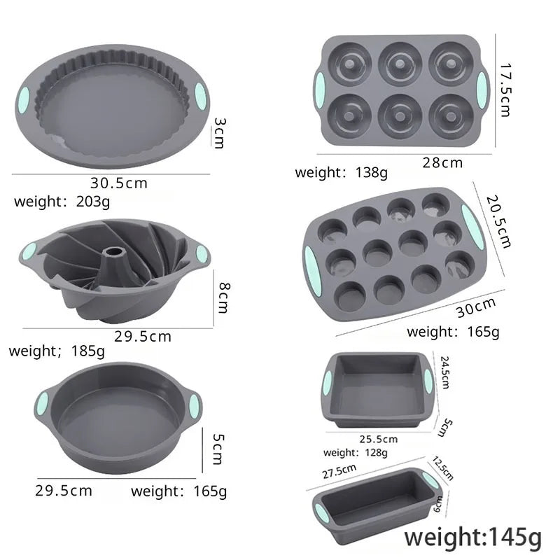 Silicone Bread Muffin Mold Heat Resistant Oven Pan Non-Stick Kitchen Bakeware Cake Pan Set