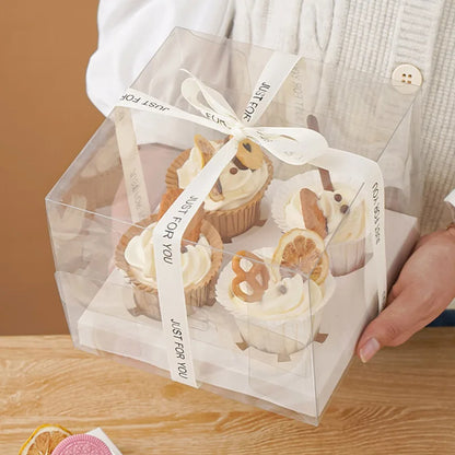 2/4/6 Pills Cupcake Packing Box Transparent Packaging Box For Birthday Wedding Home Party Dessert