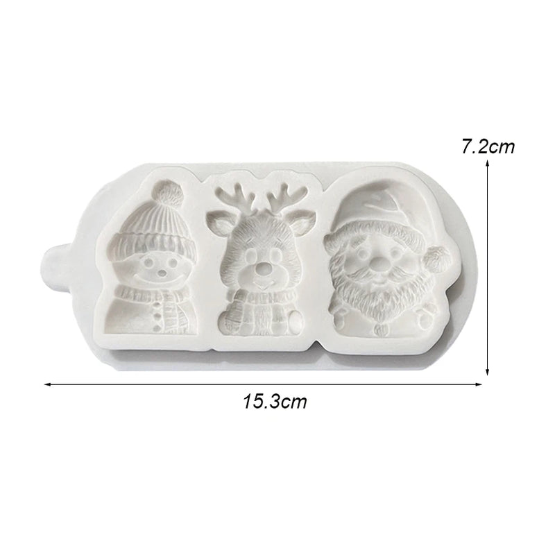 Christmas Reindeer Santa Claus Snowman Silicone Sugarcraft Chocolate Cupcake Baking Mold Fondant