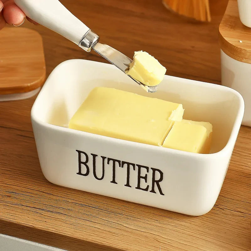 Butter Container Ceramic Box with Butter Knife